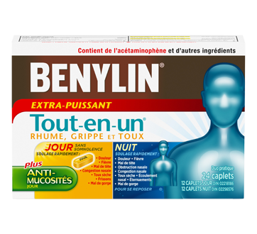 Image du produit Benylin - Benylin Tout-en-Un Rhume et Grippe extra-puissant formules jour/nuit, 24 unités