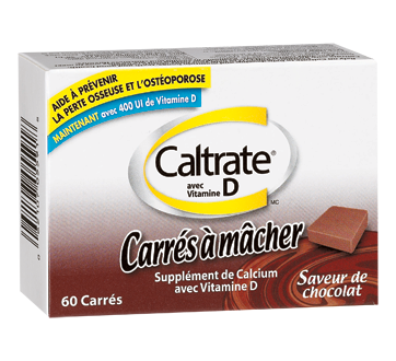 Image du produit Caltrate - Caltrate + vitamine D à mâcher, chocolat, 60 unités