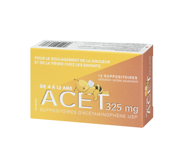 Image 1 du produit Acet - Acet 325 mg suppositoires d'acétaminophène USP, 12 unités