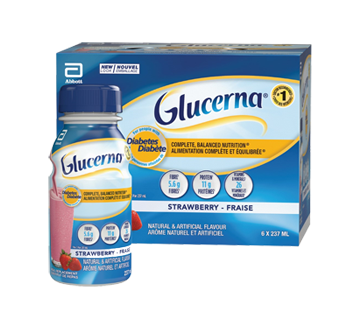 Image 1 du produit Glucerna - Substitut de repas pour les personnes diabétiques, 6 x 237 ml, fraise
