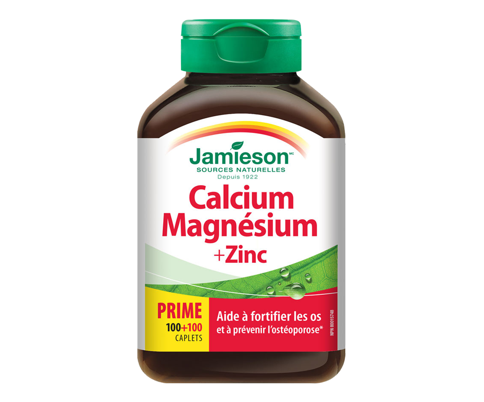 Calcium & magnésium + zinc, 100+100 unités Jamieson Calcium Jean Coutu