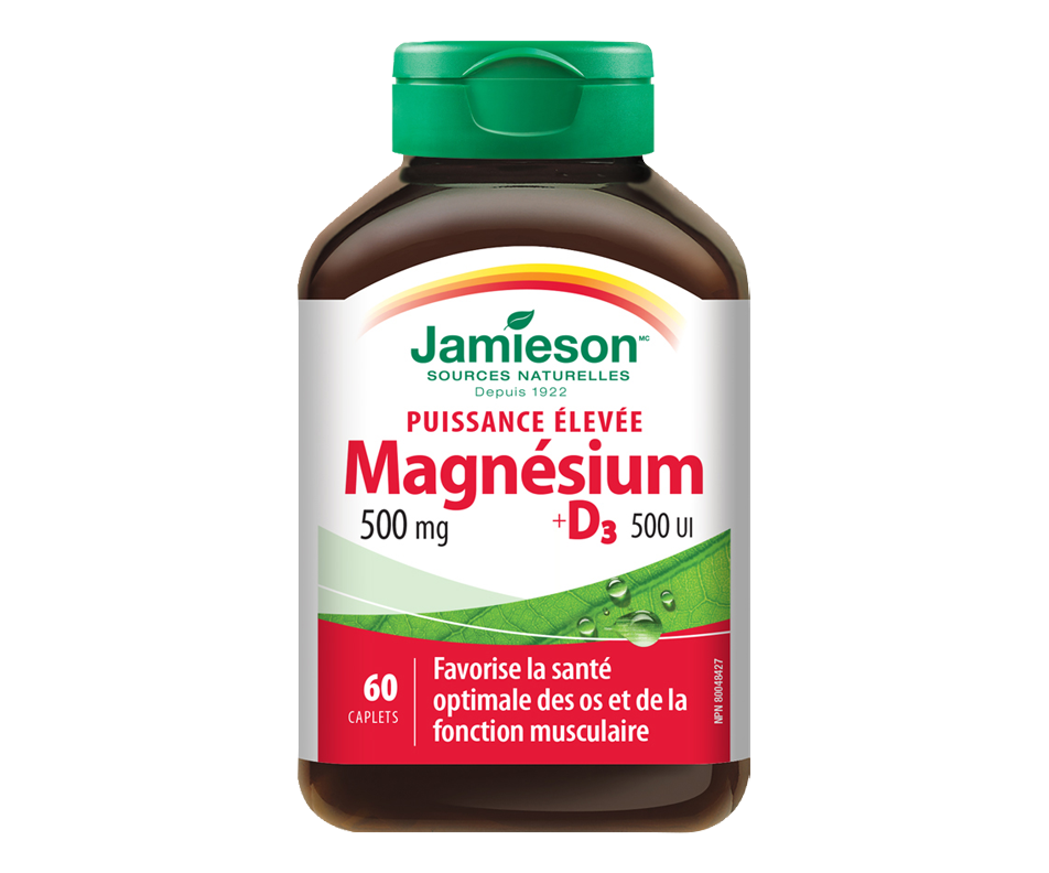 Magnésium puissance élevée + vitamine D3, 60 unités Jamieson Tous