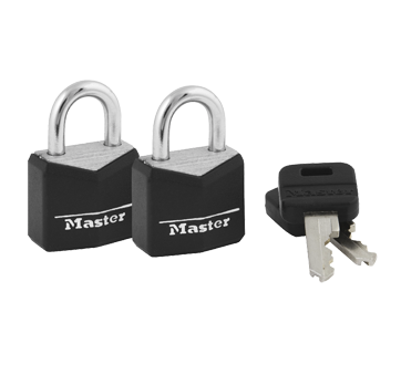 Image du produit Master Lock - Ensemble de cadenas à clé identique recouverts de vinyle, 2 unités, noir