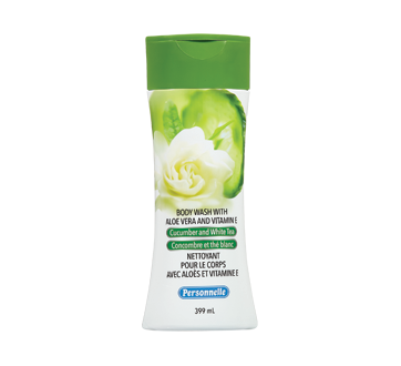Image du produit Personnelle - Nettoyant pour le corps avec aloès et vitamine E, concombre et thé blanc, 399 ml