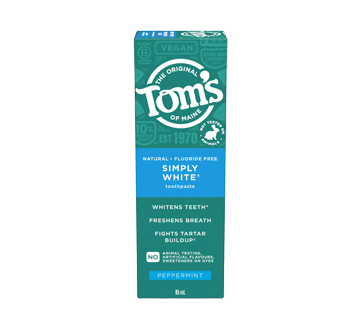 Simplement Blanc dentifrice sans fluor, 85 ml, menthol