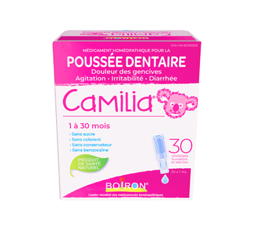 Camilia soulage les symptômes liés aux poussées dentaires de bébé