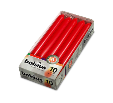 Image du produit Bolsius - Bougies de table, 10 unités, rouge
