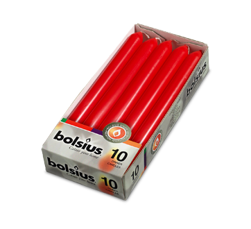 Bougies de table, 10 unités, rouge