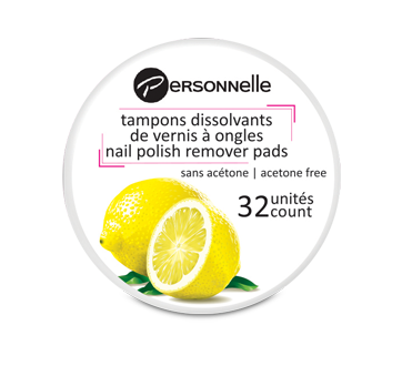 Image 1 du produit Personnelle Cosmétiques - Tampons dissolvants de vernis à ongles, citron, 32 unités