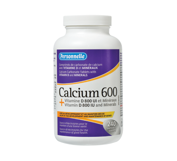 Image du produit Personnelle - Calcium 600 + vitamine D 800 UI et minéraux, 240 unités