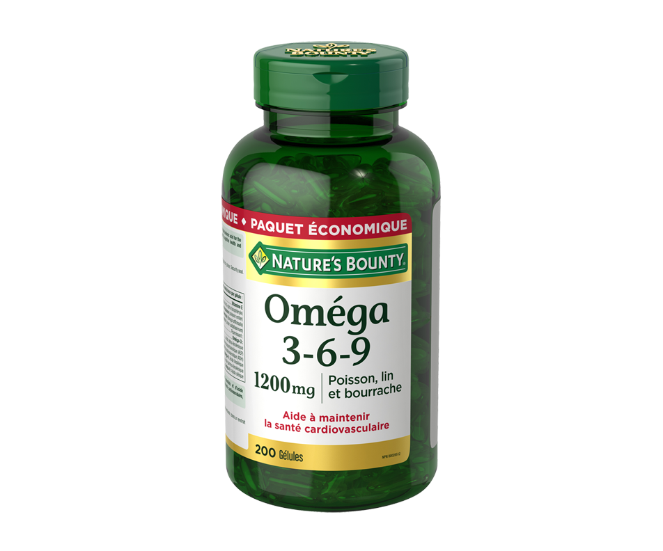 Oméga 369 1200 mg, 200 unités Nature's Bounty Oméga et huile de