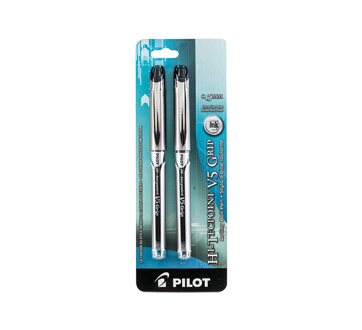 Hi-Tecpoint V5 Grip stylo à bille roulante 0,5 mm, 2 unités, noir