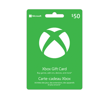 Carte-cadeau Microsoft Xbox de 50 $, 1 unité