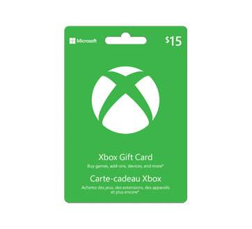 Carte-cadeau Microsoft Xbox de 15 $, 1 unité