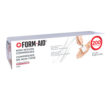 Form-Aid compresses en non-tissé non-stériles 5 cm x 5 cm, 200 unités