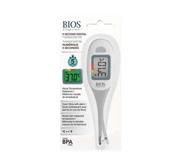 Thermometre A Grand Affichage Avec Ecran Luminescent De Fievre 5 Secondes 1 Unite Bios Thermometre Jean Coutu