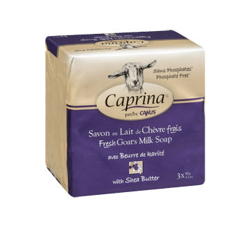 Image 2 du produit Caprina - Savon au lait de chèvre frais, 3 X 90 g, beurre de karité