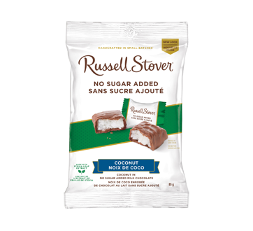 Image du produit Russel Stover - Noix de coco enrobée de chocolat au lait sans sucre ajouté, 85 g
