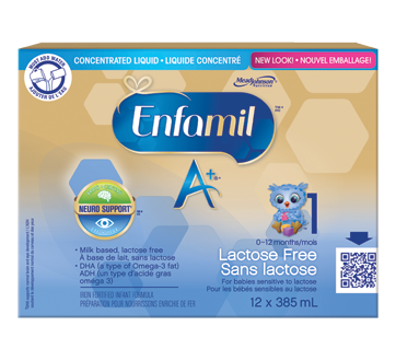 Enfamil A+ sans lactose liquide concentré, 12 x 385 ml
