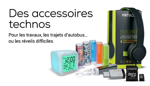 Appareils et accessoires électroniques : clés USB, écouteurs, réveil-matin, accessoires