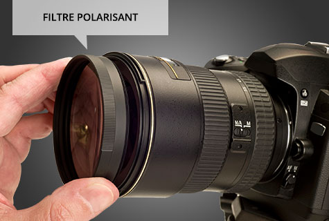 Utilisez un grand angle et un filtre polarisant