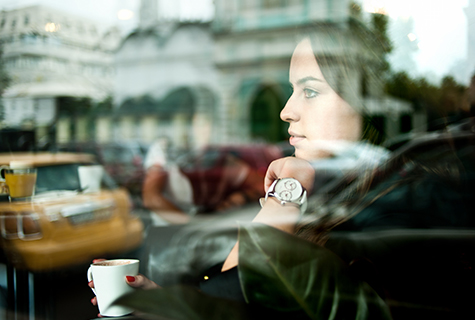 Behind a window: