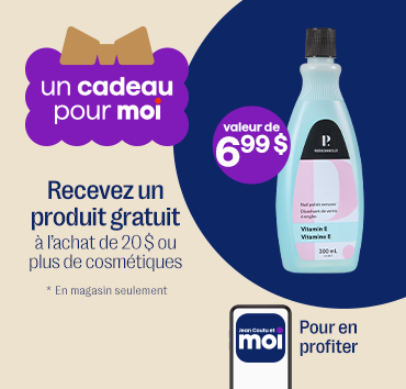 Coupon Cadeau pour moi - dissolvant à vernis Personnelle gratuit à l’achat de 20$ ou plus de cosmétique