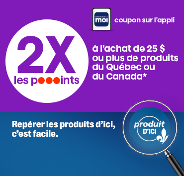 coupon 2x les points sur produits du Québec
